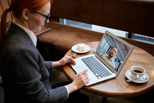 Man and a Woman on a Video Call